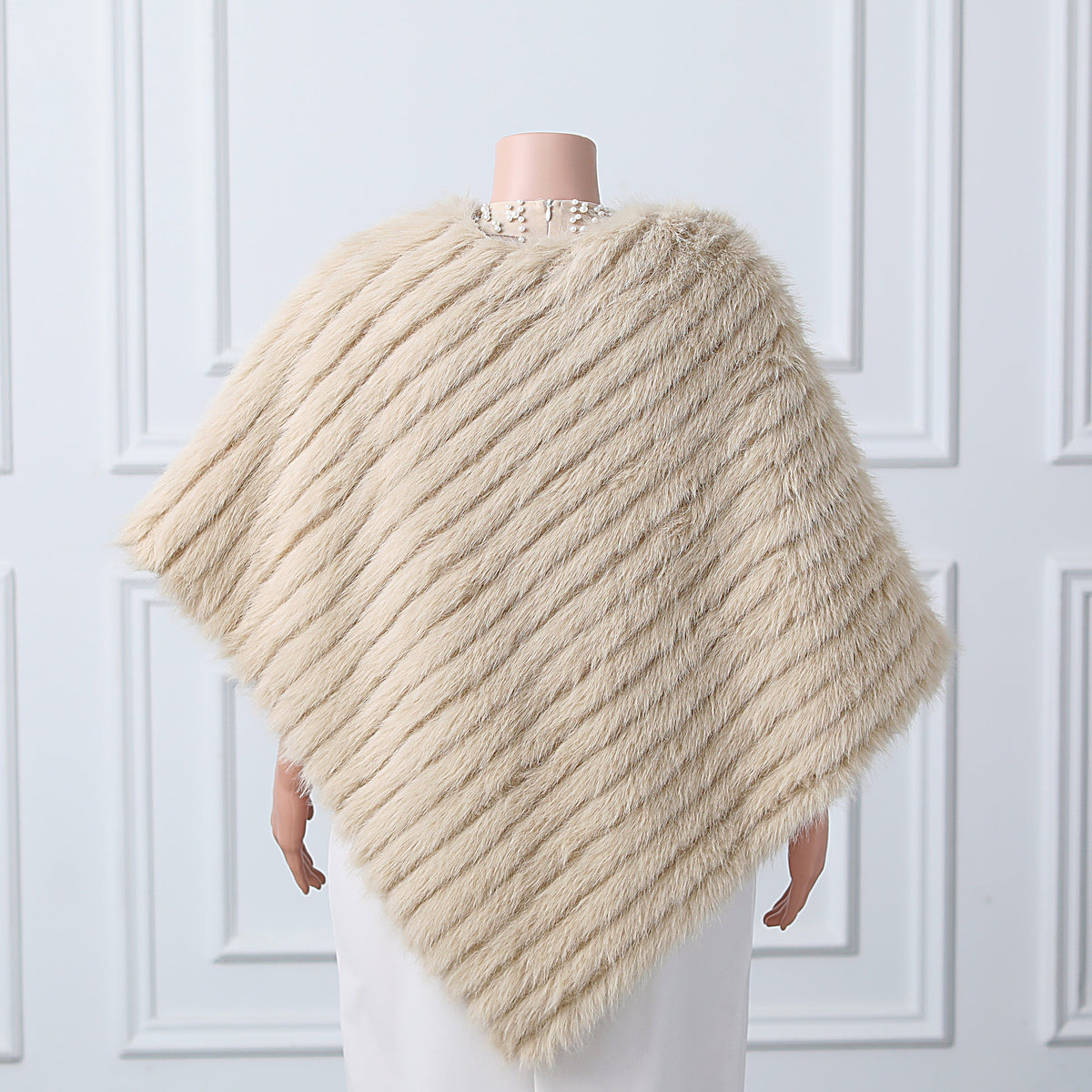 Beige Vertical Look Winter Wedding Shawl