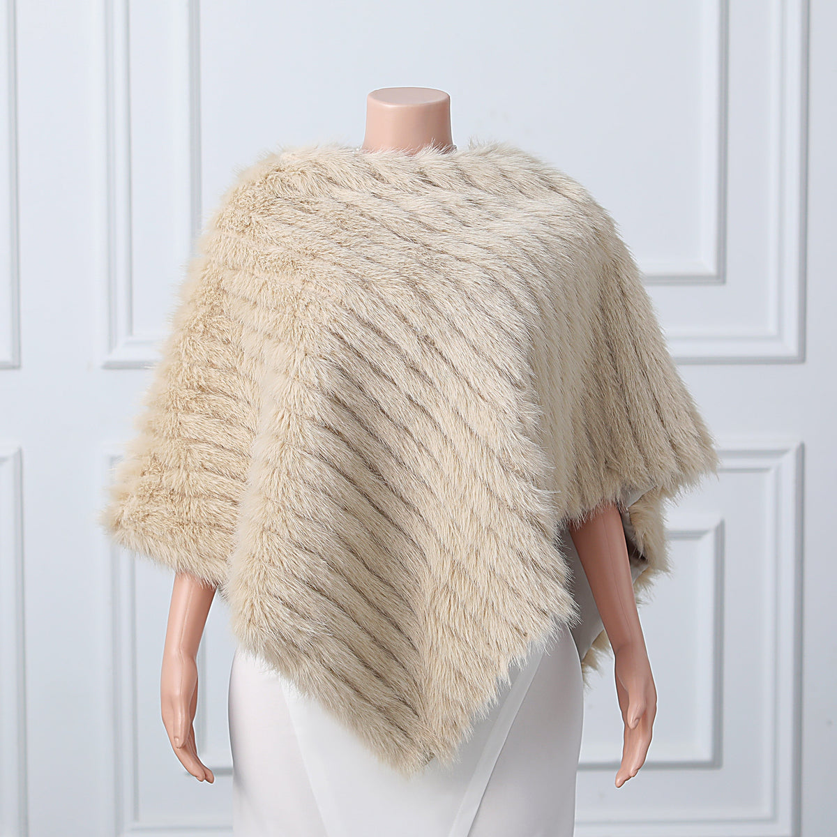 Beige Vertical Look Winter Wedding Shawl