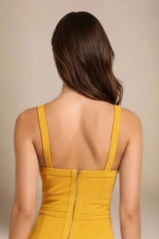 Bek Bandage Dress - Mustard Yellow