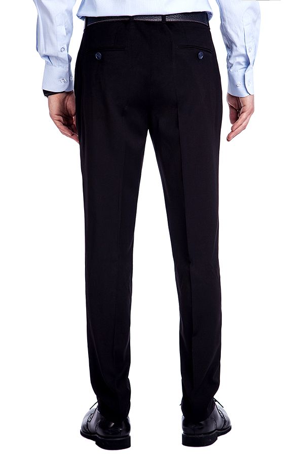 Bespoke Solid Black Three Piece Suits for Men