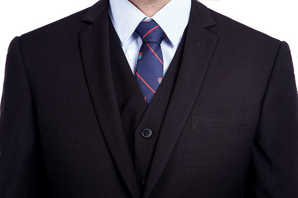 Bespoke Solid Black Three Piece Suits for Men