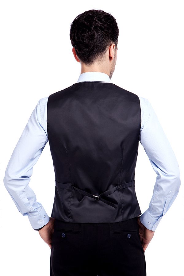 Bespoke Solid Black Three Piece Suits for Men