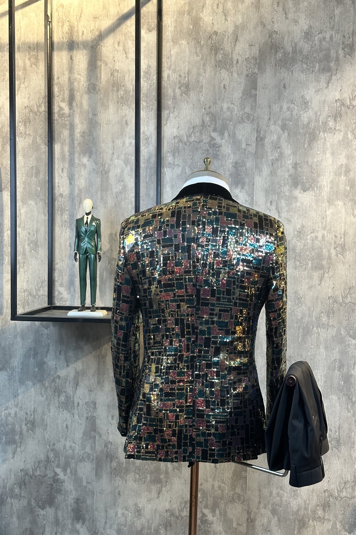 Best-Selling Sequin 2 Piece Shawl Lapel Single-Breasted Casual Suit