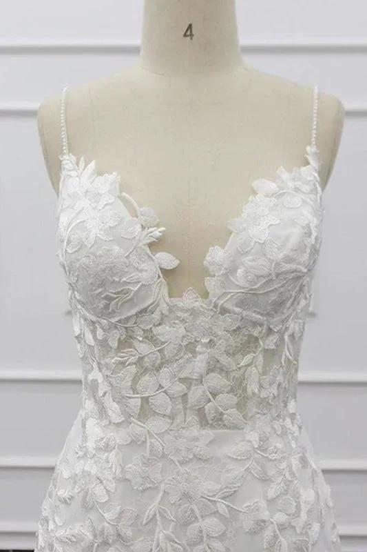Best Spaghetti Strap Appliques Mermaid Elegant Wedding Dresses (ZD14737)