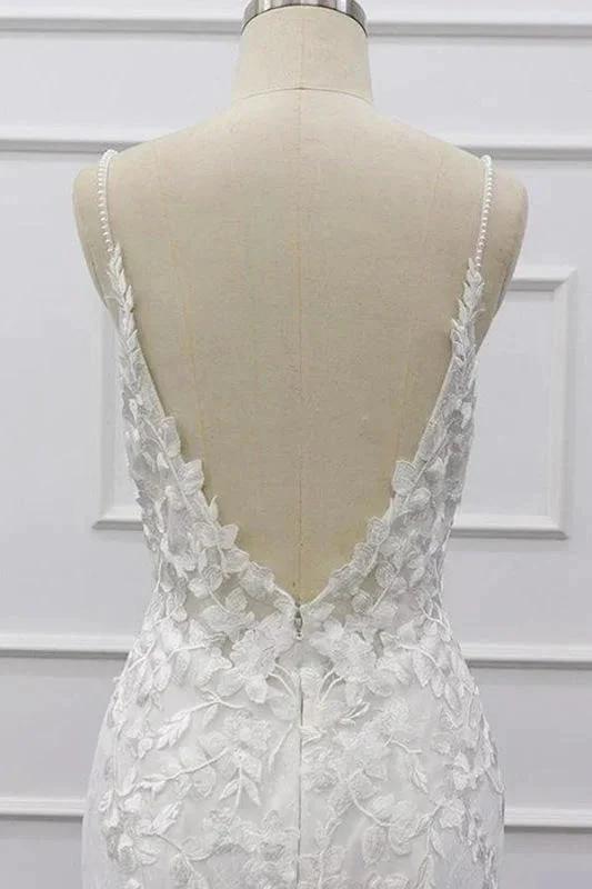 Best Spaghetti Strap Appliques Mermaid Elegant Wedding Dresses (ZD14737)