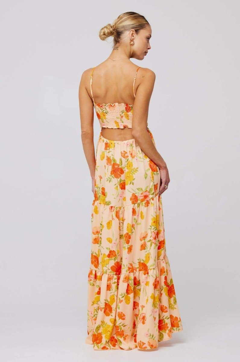 Beverly Printed Cut - out Maxi Slip Dress