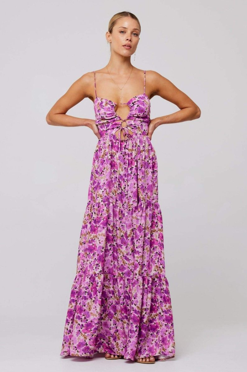 Beverly Printed Cut - out Maxi Slip Dress
