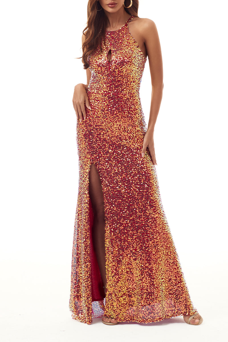 Sexy Formal Gradual Change Slit U Neck Evening Dress Dresses - View 2 | VelvetHem