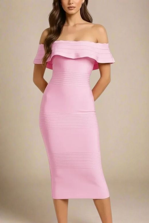 Billie Bandage Midi Dress - Dusty Pink