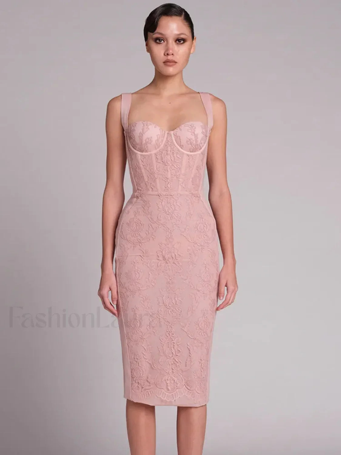 Black Lace Bandage Midi Dress