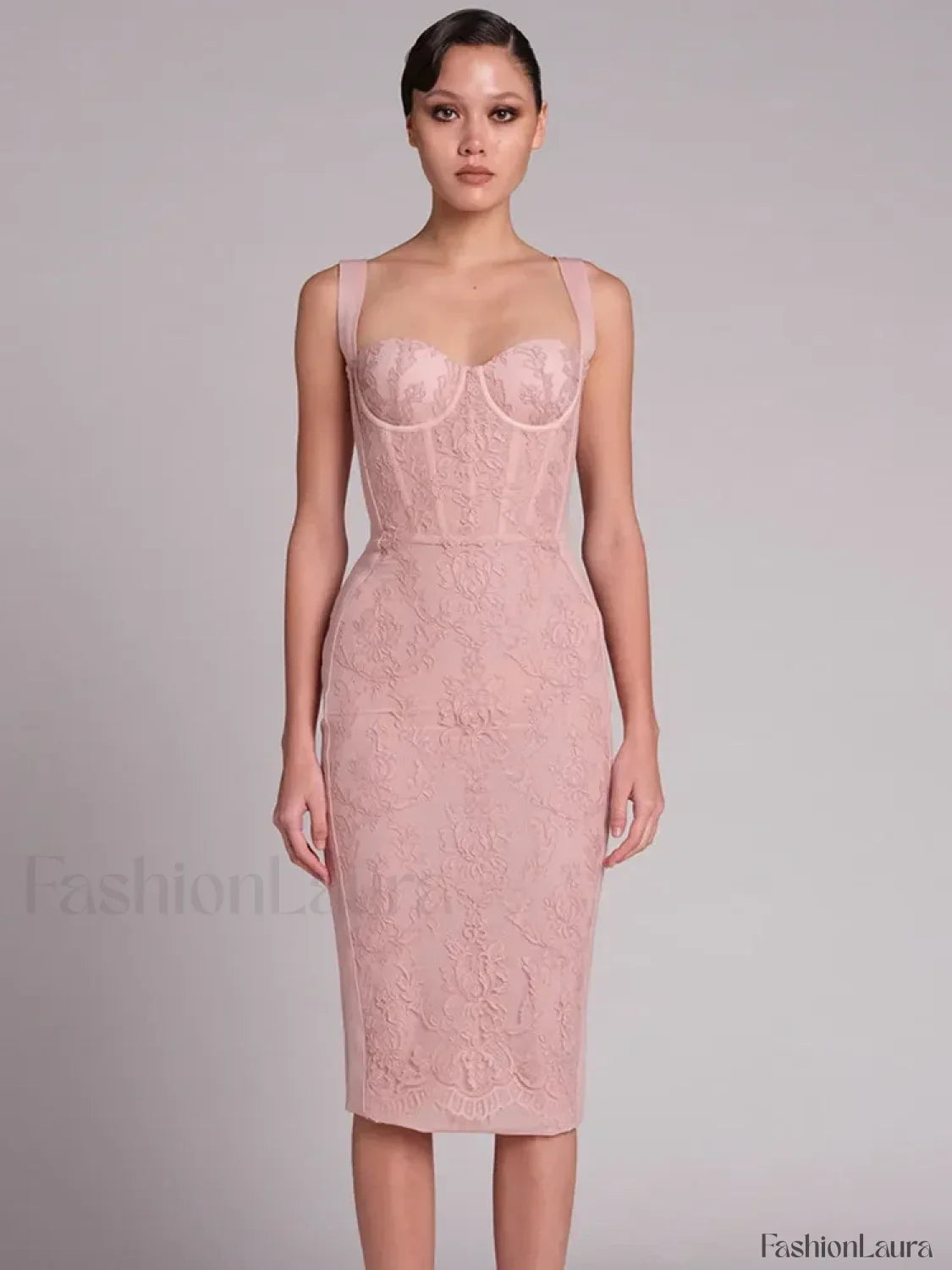 Black Lace Bandage Midi Dress