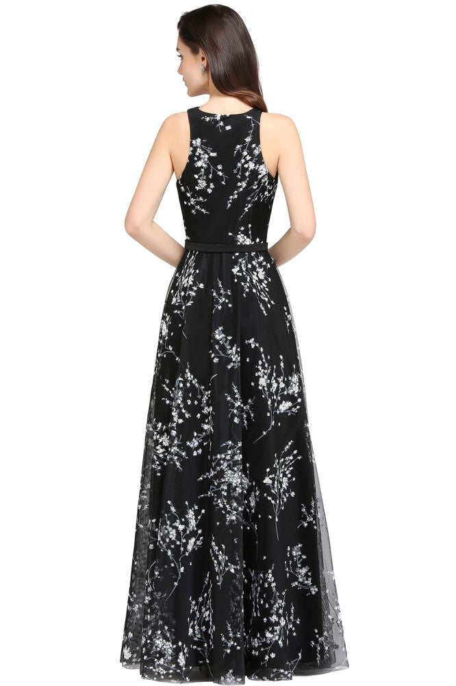 Black Long A-line sleeveless Evening Dresses - View 7 | VelvetHem