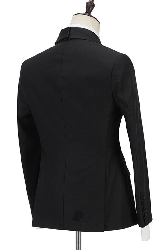 Black Peaked Lapel Designer Slim-Fit Formal Men's Business Suitss