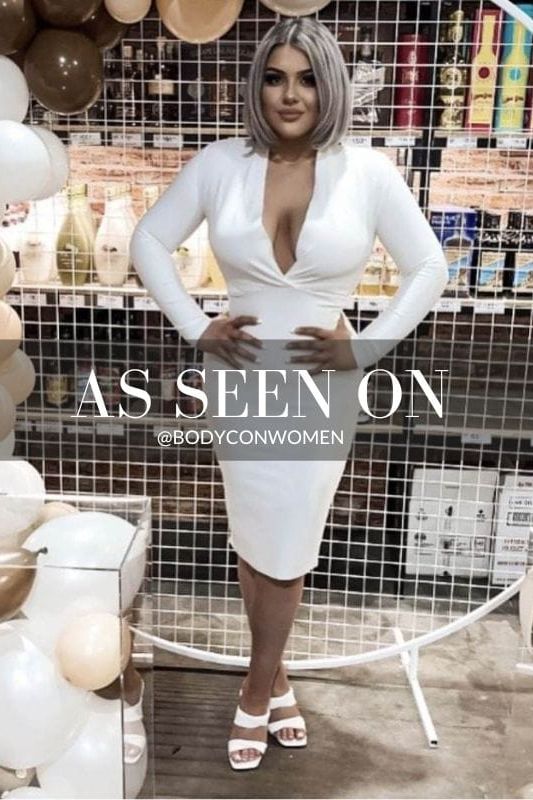 Blaire Long Sleeve Bandage Dress - White Pearl