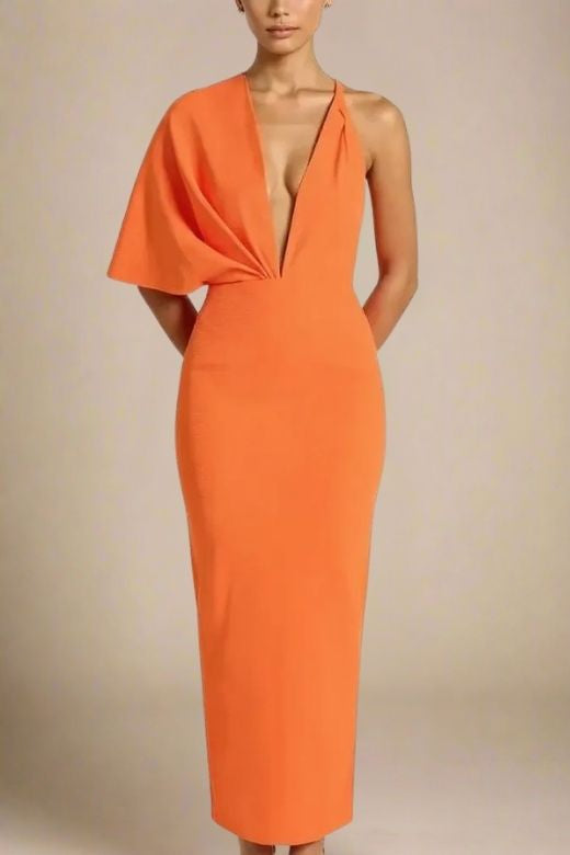 Blake Bandage Maxi Dress - Apricot Orange