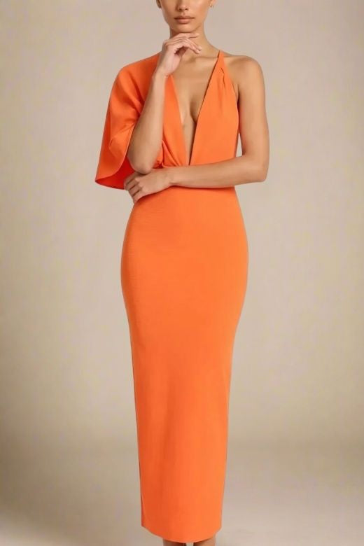 Blake Bandage Maxi Dress - Apricot Orange