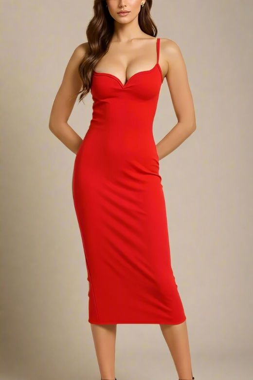 Blanche Bandage Midi Dress - Lipstick Red