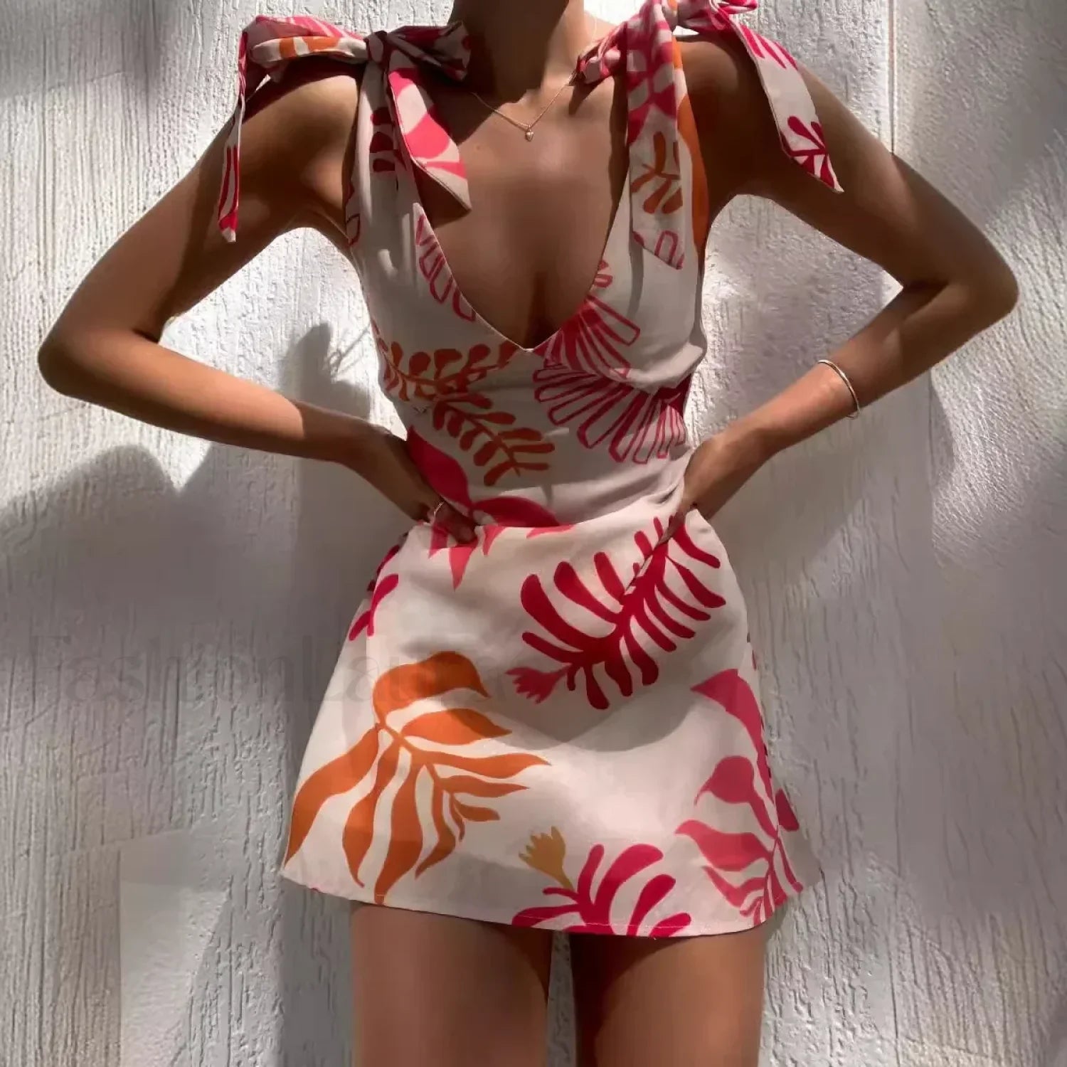 Bow Tie Strap Dress with Relaxed Fit and Streetwear Style