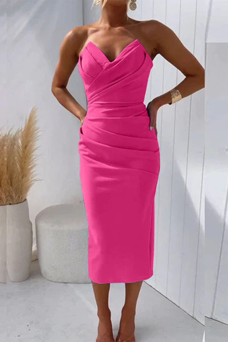 Sexy Formal Solid Fold V Neck Evening Dresses(8 Colors) - View 4 | VelvetHem