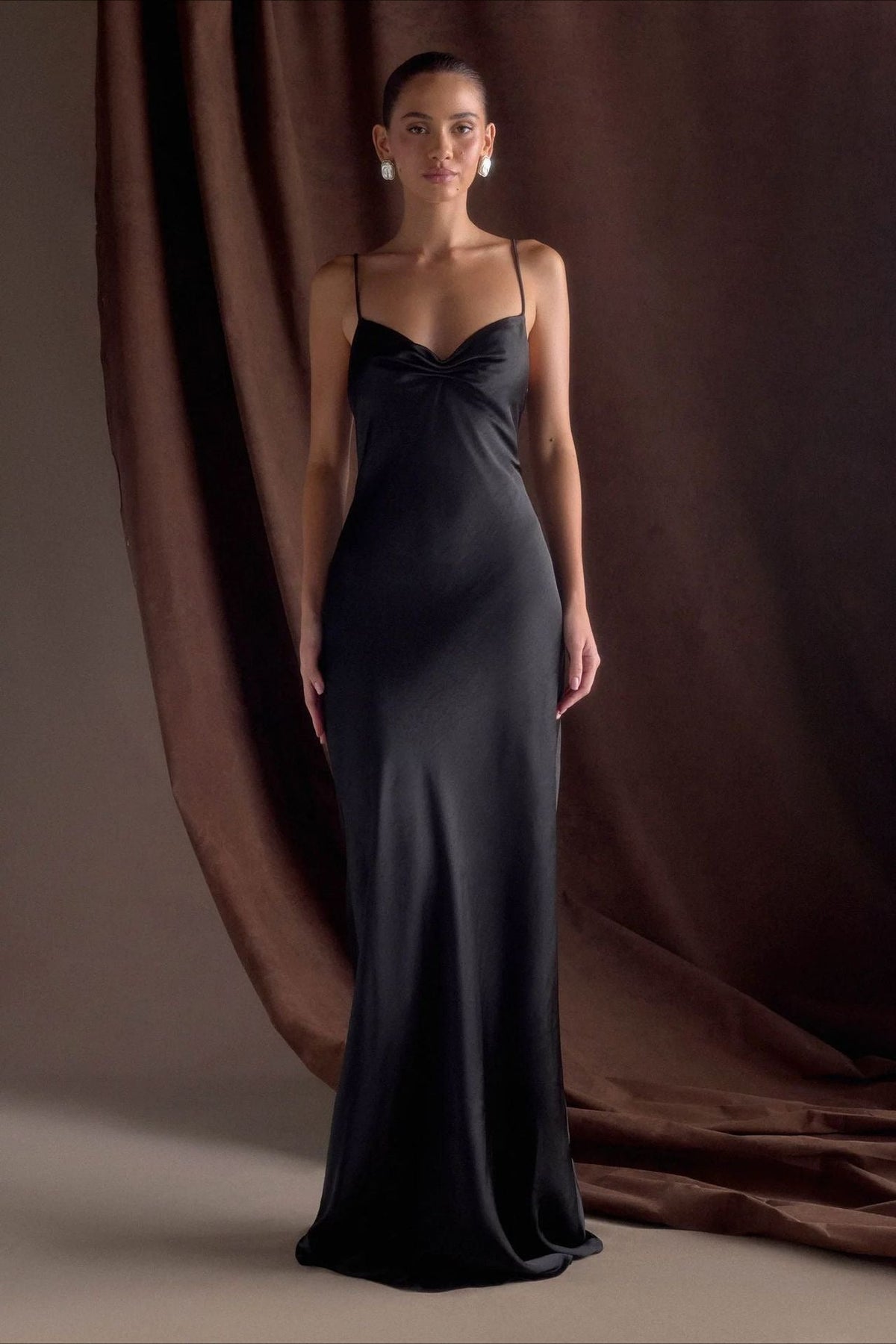 Draped Maxi Silk Dress - View 7 | VelvetHem