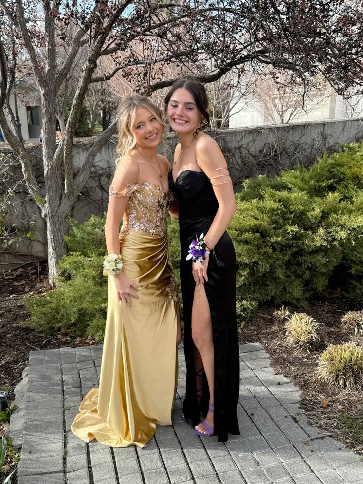 Mermaid Off-the-Shoulder Gold Slit Sequins Prom Dresses 18th Birthday Outfits Evening Long Dress - View 6 | FashionDia