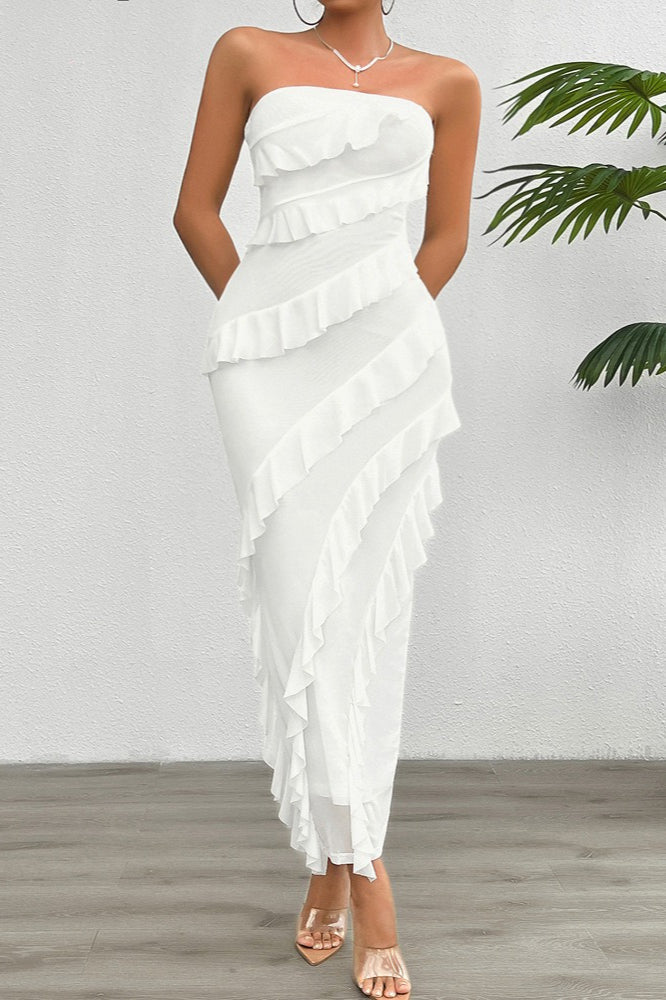 Fitted Strapless Work Dress - VelvetHem