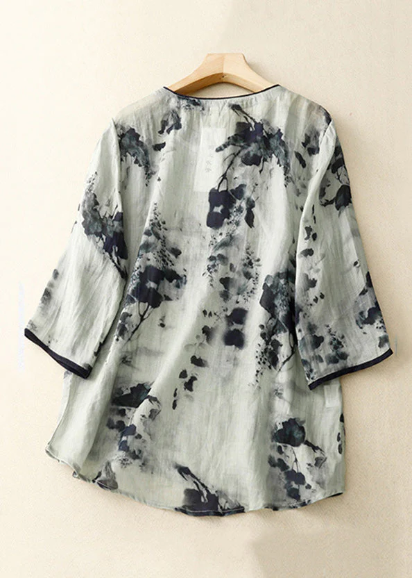Grey Button Grace Cotton Blouses