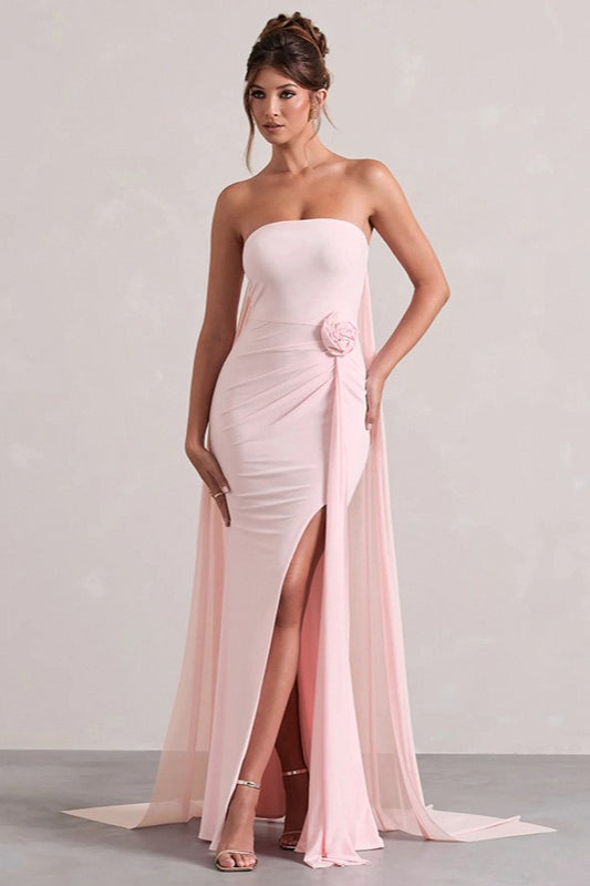 Strapless Floral Tie Dress with Urban Everyday Styling Boutique Fashion Style