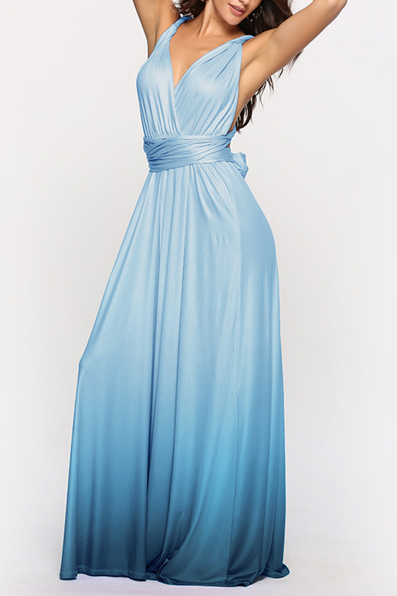 Sexy Gradual Change Bandage Contrast V Neck Evening Dress Dresses - View 5 | VelvetHem