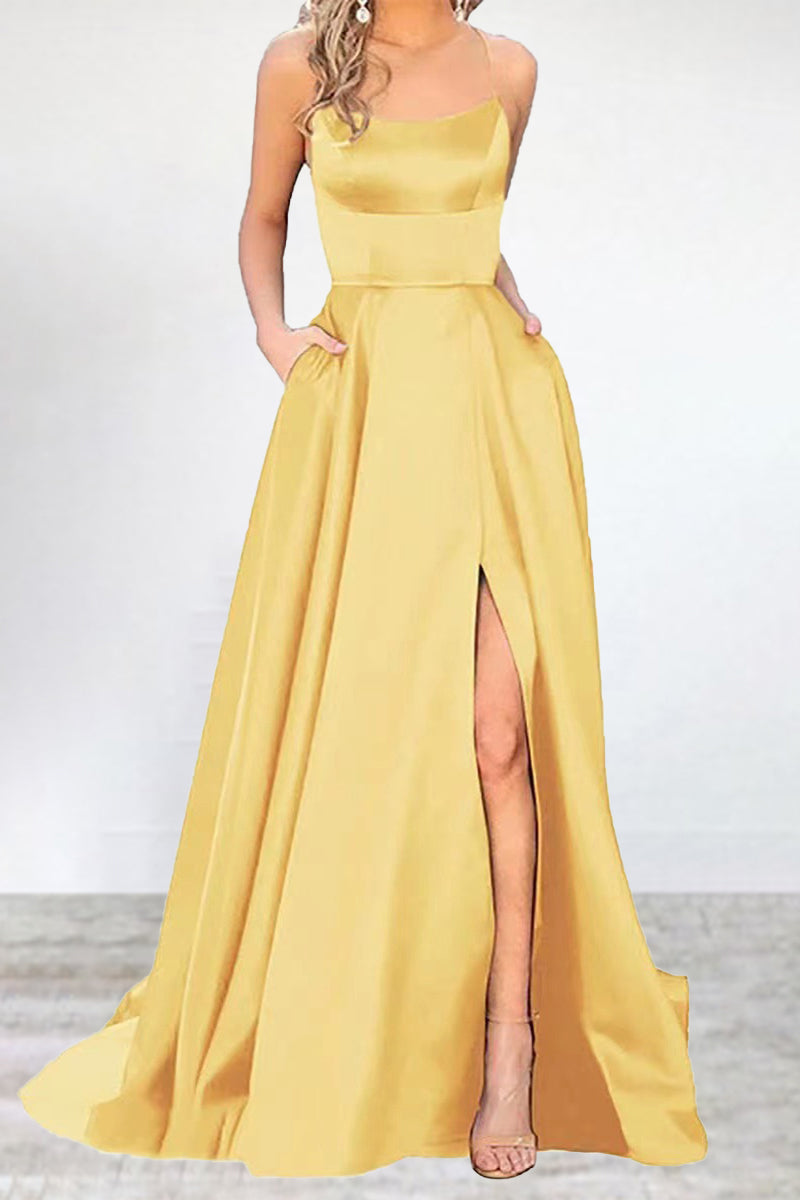 Sexy Formal Solid High Opening U Neck Evening Dress Dresses - View 7 | VelvetHem