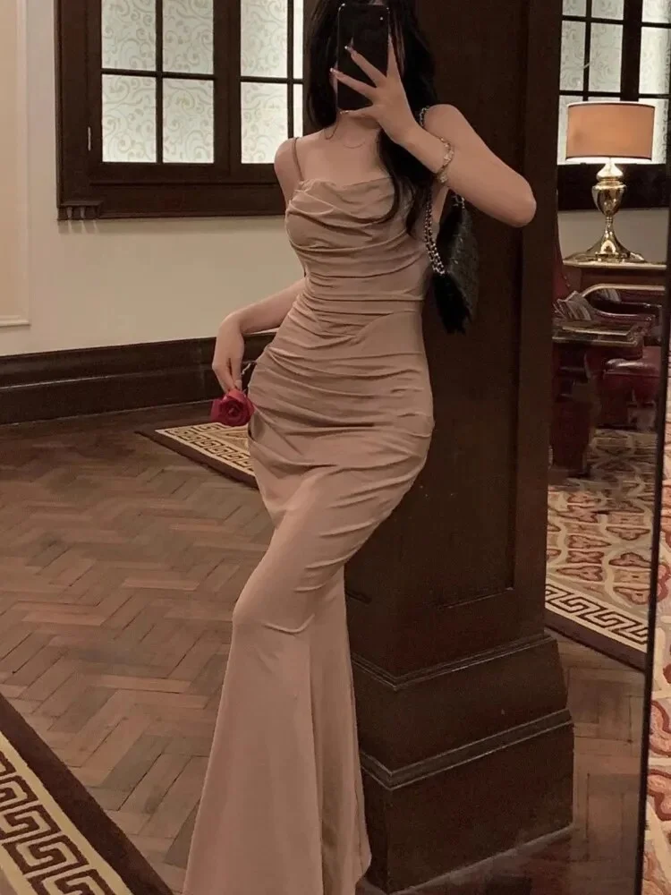 Elegant Sexy Bodycon Mermaid Dress Fashion Straps Evening Party Dress - FashionDia