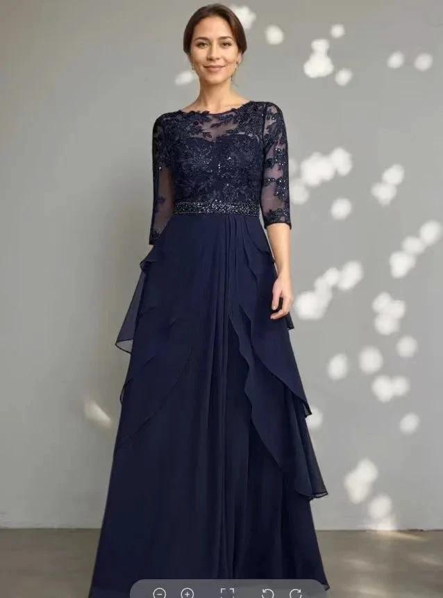 Navy lace sequin dress (ZD16766)