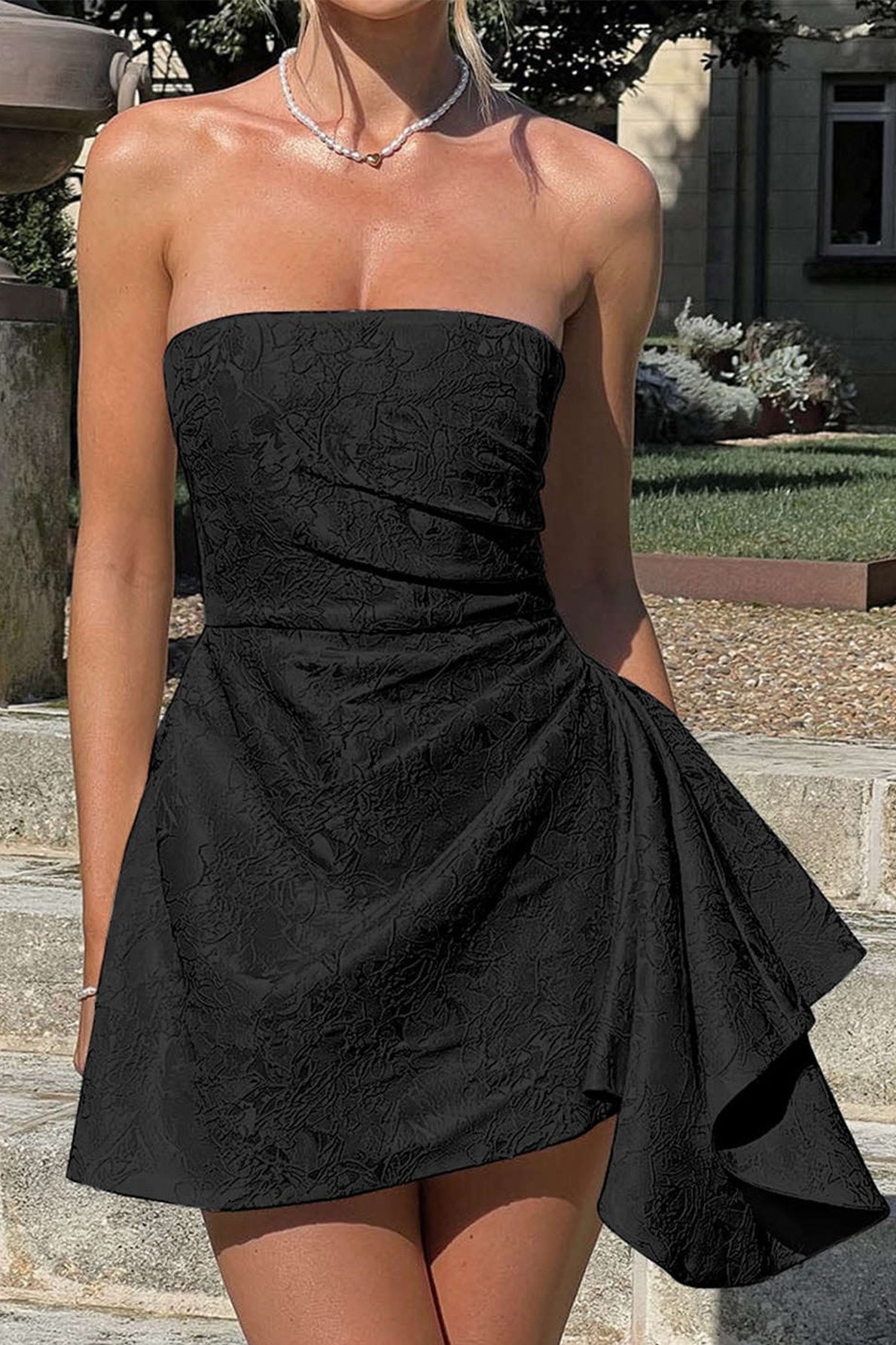 Tailored Strapless Jacquard Mini Dress for Modern Fashion Wear