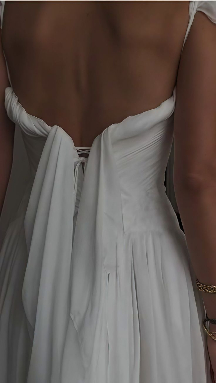 White Pleated Wedding Dress Evening Party Dress Chiffon Bridal Gown