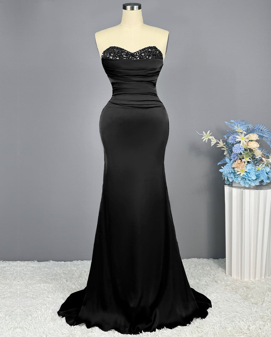 Sleeveless Mermaid Long Prom Gown with Sequined Sweetheart - View 9 | VelvetHem