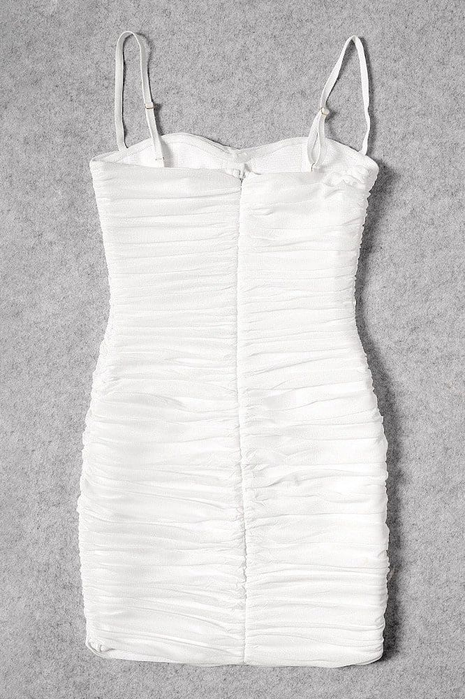 Cassie Bodycon Wrap Mini Dress - White Pearl
