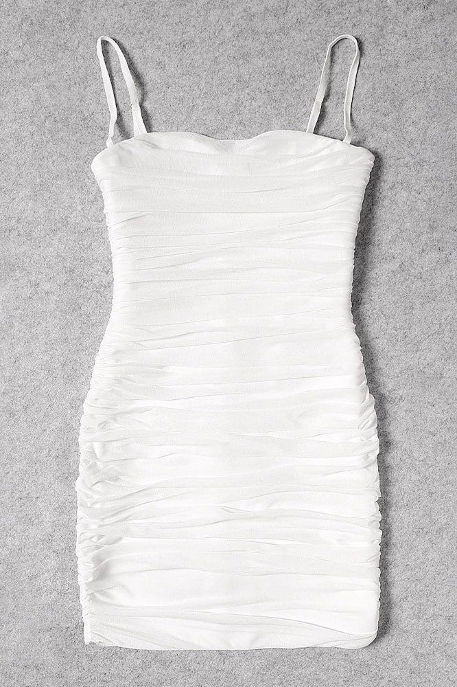 Cassie Bodycon Wrap Mini Dress - White Pearl