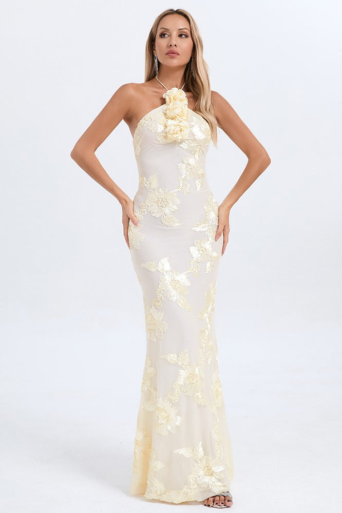 Halter Floral Foil Dress with Relaxed Fit and Comfort Fit Design