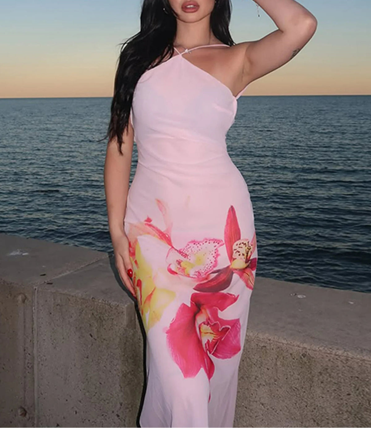 Mesh Cami Elegant Bodycon Floral Dress - View 2 | VelvetHem
