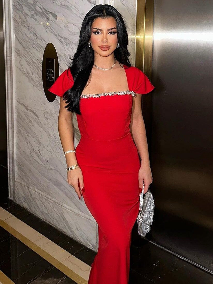 Sexy Waterfall Rhinestone Bandage Dress Prom Dress - View 5 | VelvetHem