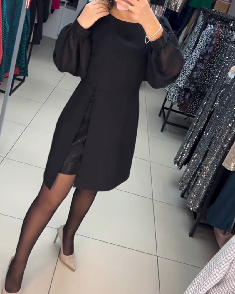 Catalina Chic Dress Stylish Lantern Sleeves Silhouette Collection