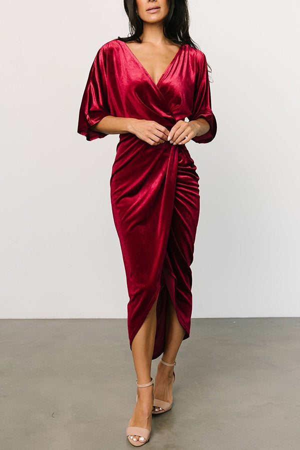 V-neck sexy irregular skirt evening dress - View 3 | VelvetHem