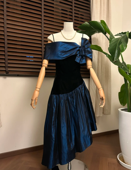 A-Line Navy Blue Prom Dress Elegant Evening Dress