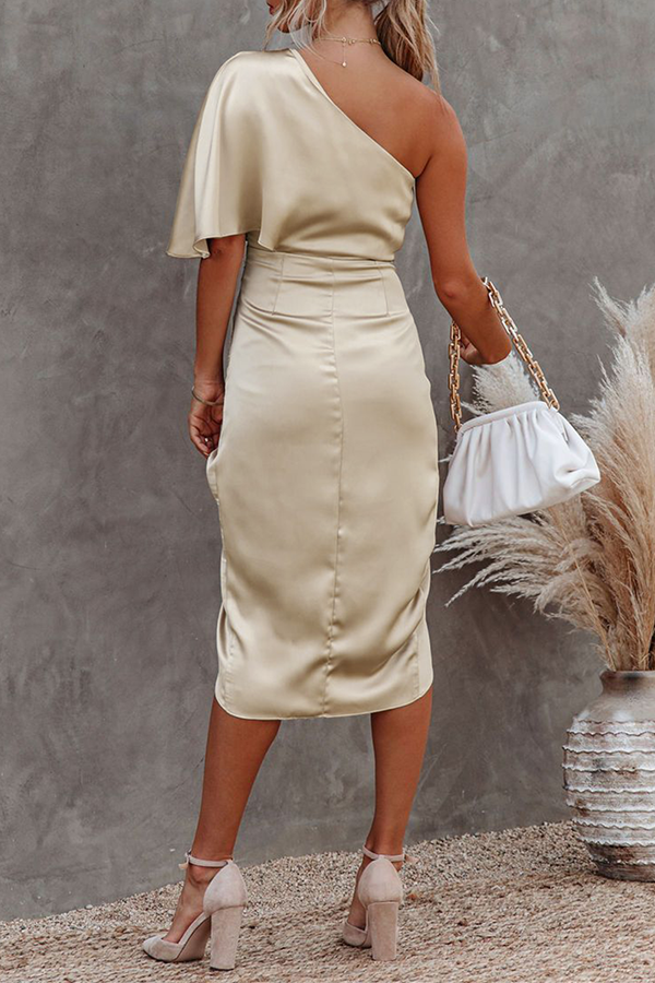 Elegant Solid Fold Oblique Collar Evening Dress Dresses(5 Colors) - View 3 | VelvetHem