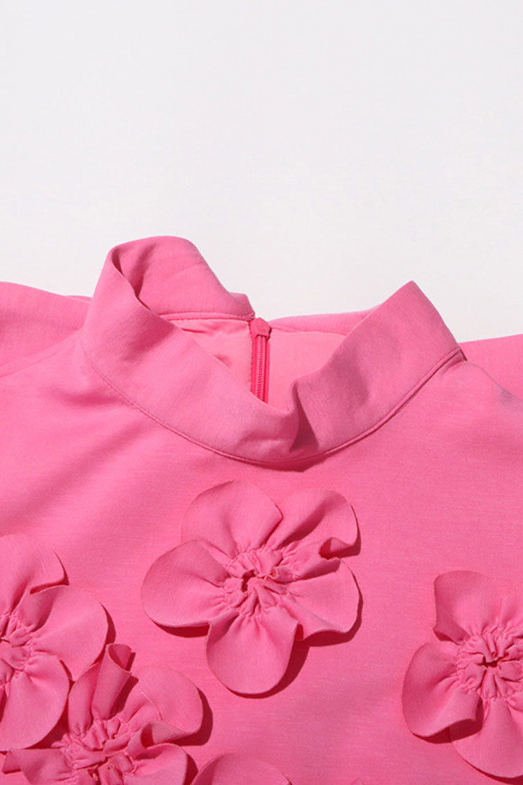 Celebrity Bow Tie Neck Rosette Sleeveless A Line Crepe Party Mini Dress - Fashionpara