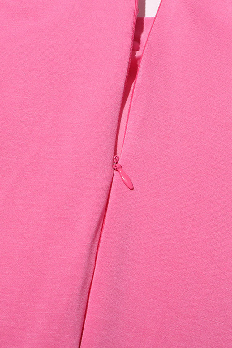 Celebrity Bow Tie Neck Rosette Sleeveless A Line Crepe Party Mini Dress - Fashionpara