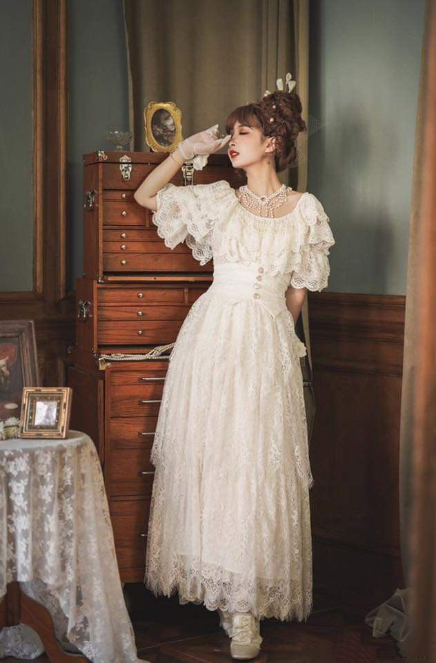 A Line Off Shoulder Wedding Dress Lace Princess Dress fg7295
