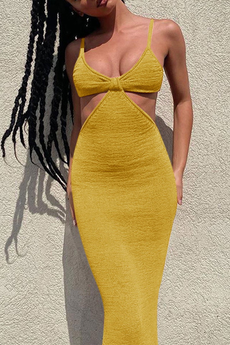 Elegant Solid Split Joint Backless V Neck Evening Dress Dresses - View 3 | VelvetHem