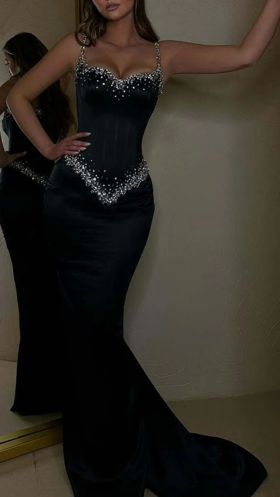 Stylish Red Mermiad Beaded Prom Dress Elegant Party Evening Gown - View 3 | FashionDia