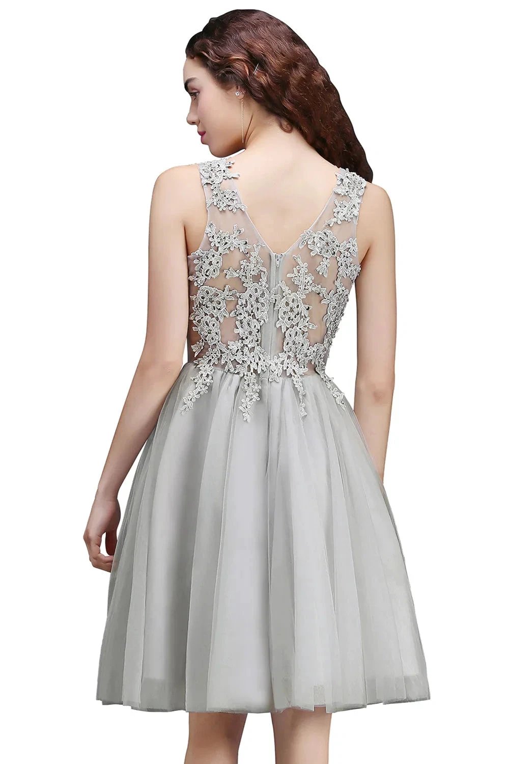 Charming A-Line Scoop Sleeveless Appliques Lace Short Bridesmaid Dresses (ZD12864)